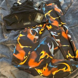 Savage X Fenty Black Mesh Top and leggings set size medium